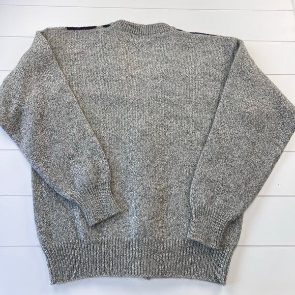 Royal Scott Vintage men’s wool Argyle Cardigan Sweater size Medium Gray Green - Picture 2 of 6